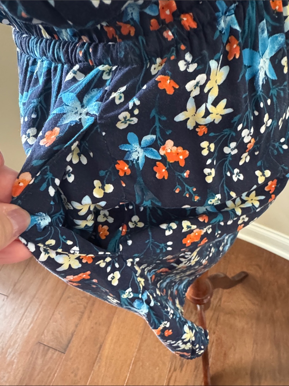 GAP Floral Print Dress in Navy with Blue, yellow, & Peach Accents - Picture 4 of 6
